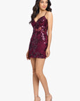 "Aurora" Short Sequin Lace Illusion Slim Dress