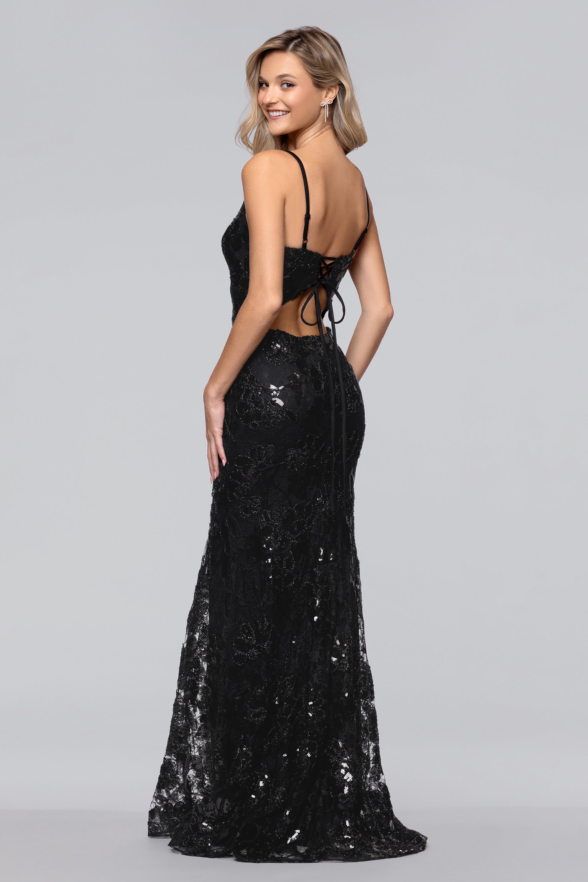 black sequin dress v neck Ever-Pretty Glitter V-Neck Formal Dress for Evening Prom Cruise Journey