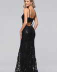 "Brielle" Sequin V-Neck Floor Length Dress