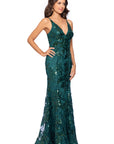 "Brielle" Sequin V-Neck Floor Length Dress