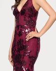 "Brielle" Sequin V-Neck Floor Length Dress