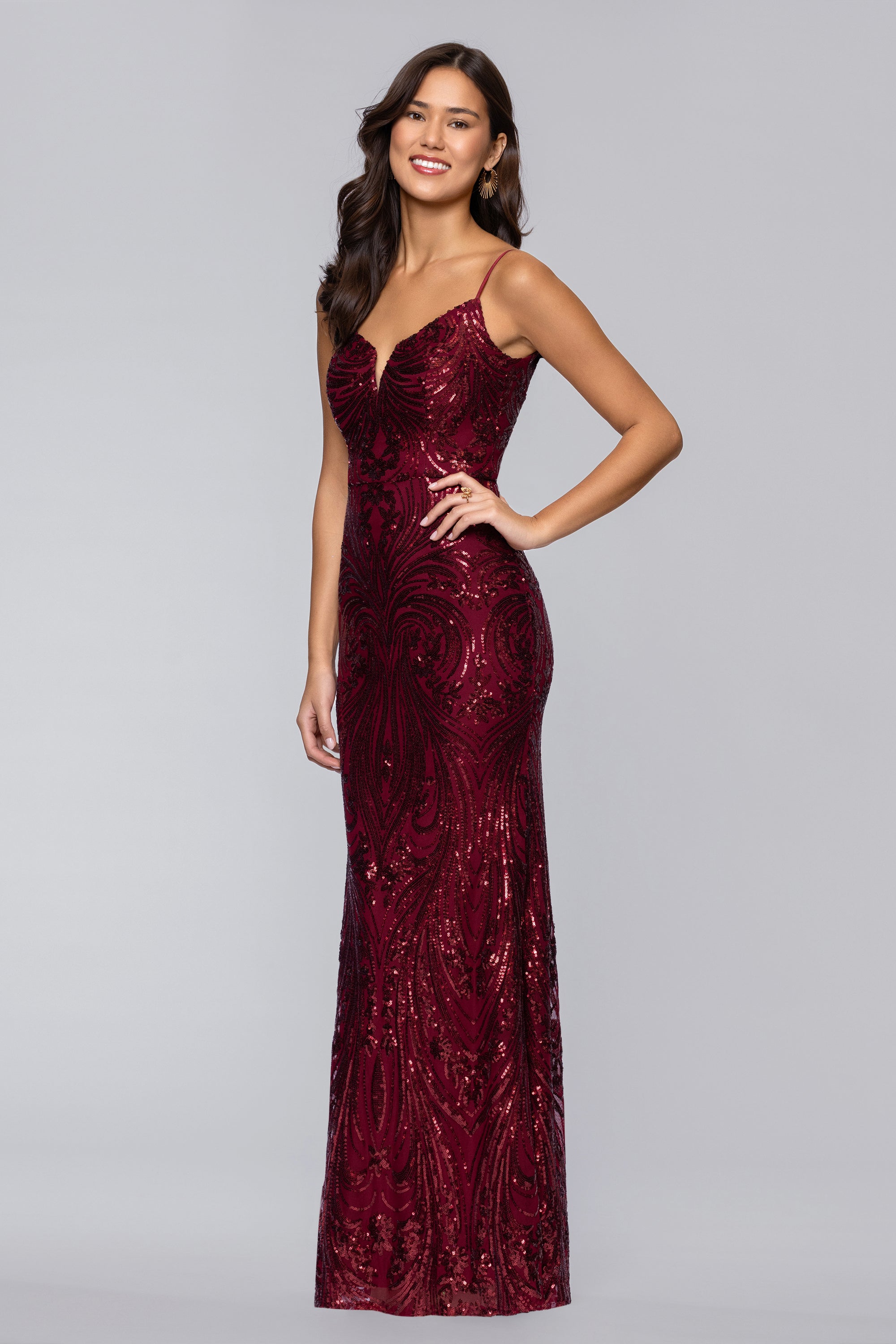 Leona" Sequin Spaghetti Strap Floor Length Dress | Blondie Nites Leona" Sequin Spaghetti Strap Floor Length Dress | Blondie Nites