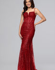 "Karla" Glitter Mesh Spaghetti Strap Floor Length Dress