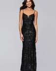 "Roxanna" Sequin Rose Pattern Floor Length Dress