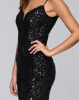"Roxanna" Sequin Rose Pattern Floor Length Dress