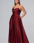 Plus "Jolie" Satin Tieback Floor Length Dress
