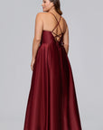 Plus "Jolie" Satin Tieback Floor Length Dress