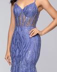 "Tessa" Glitter Backless Floor Length Dress