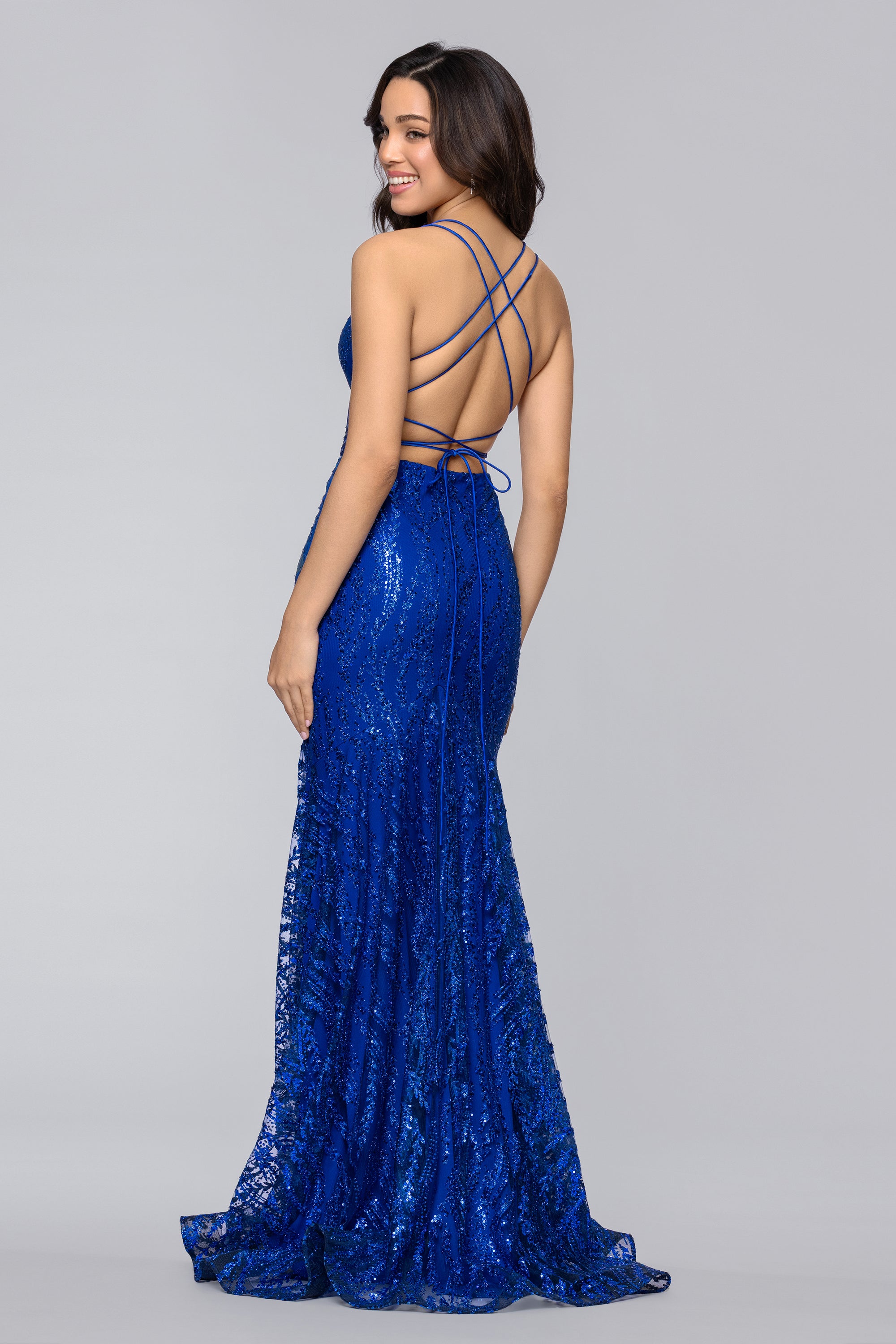 Blondie Nites Women's Sequin Illusion Bodice Mermaid Gown - Blue - Gowns Blondie Nites Women's Sequin Illusion Bodice Mermaid Gown - Blue - Gowns