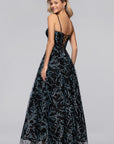"Nyrene" Caviar Glitter Tieback Floor Length Dress