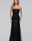 "Natalie" Glitter Corset Strapless Floor Length Dress