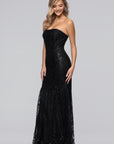 "Natalie" Glitter Corset Strapless Floor Length Dress