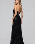 "Natalie" Glitter Corset Strapless Floor Length Dress