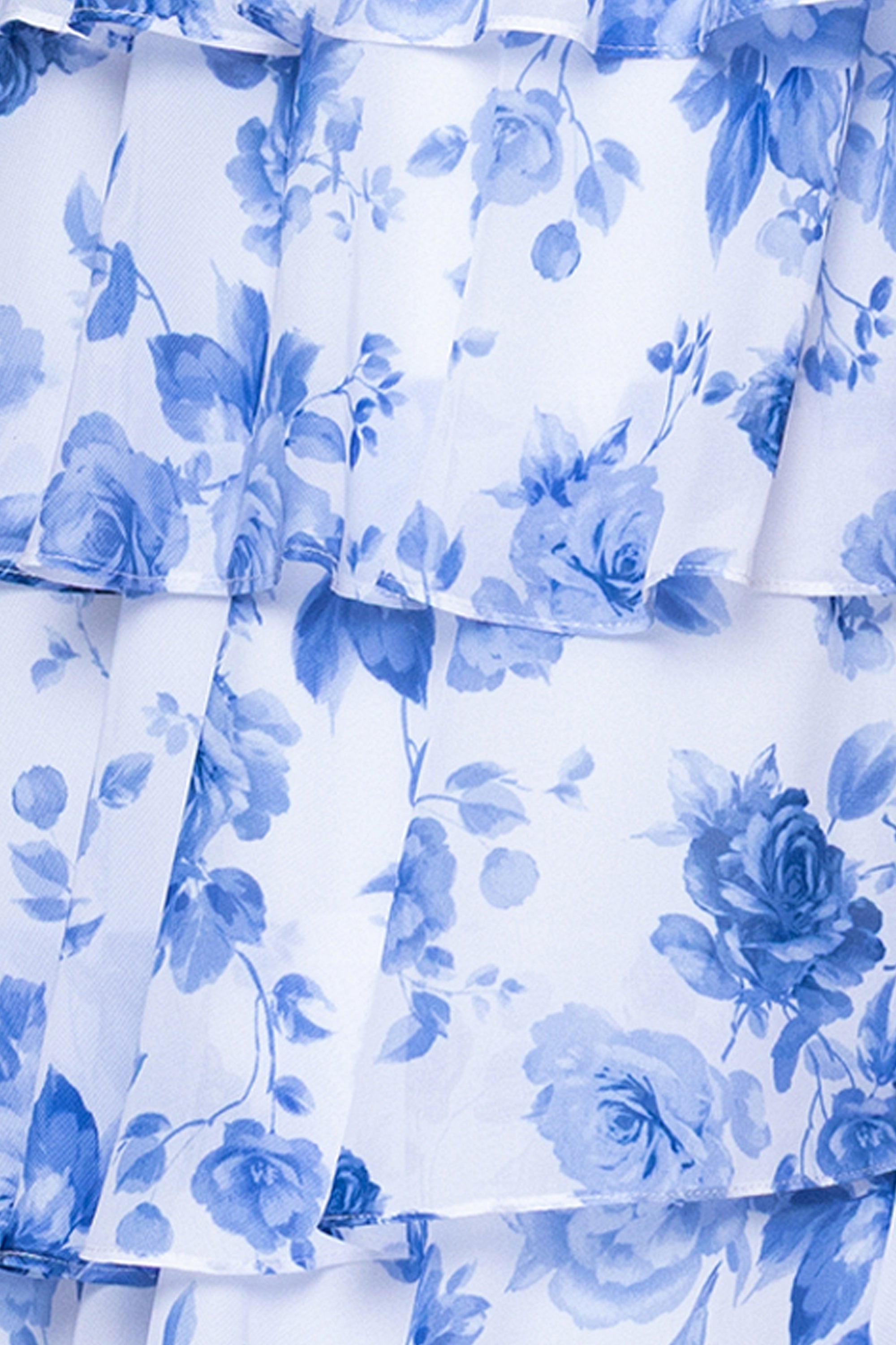 "Lizzie" Printed Chiffon Corset Tiered Floor Length Dress