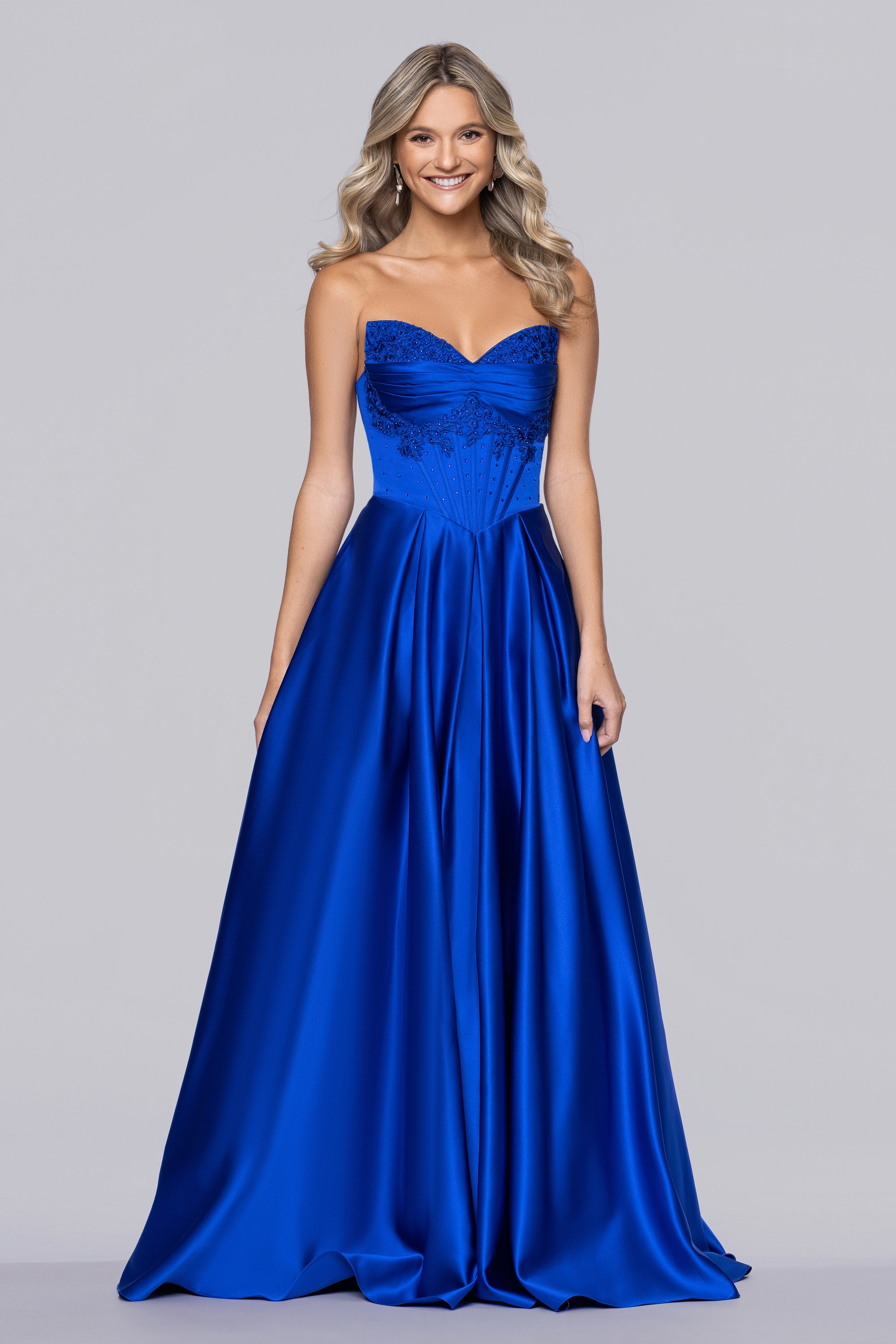 strapless floor length dress Long Satin Keyhole by Ladivine 7496 A multitude of many features but chic and straightforward being the main attractions June Satin Strapless A-Line Floor