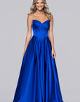 "June" Satin Strapless A-Line Floor Length Dress