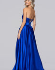 "June" Satin Strapless A-Line Floor Length Dress
