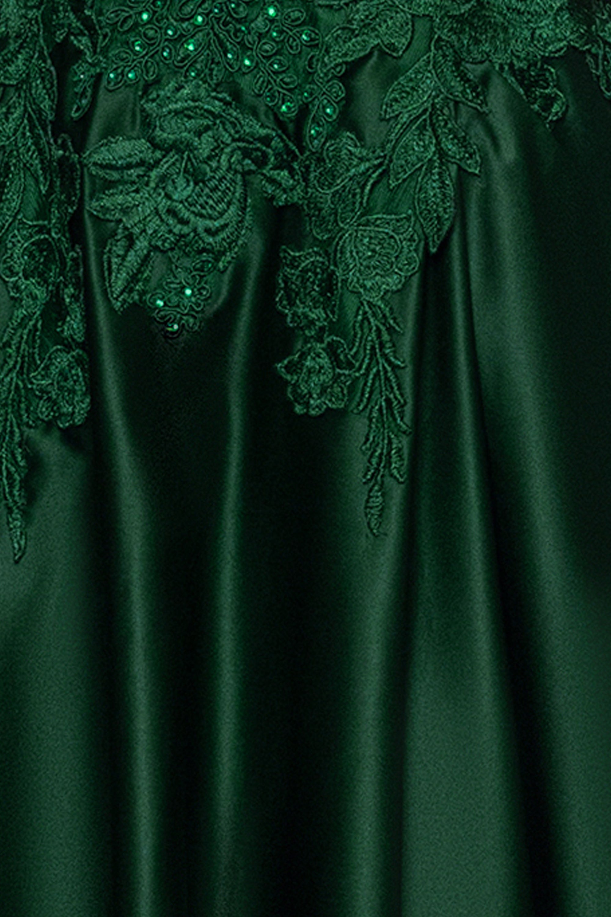 "Riley" Satin Applique Floor Length Dress