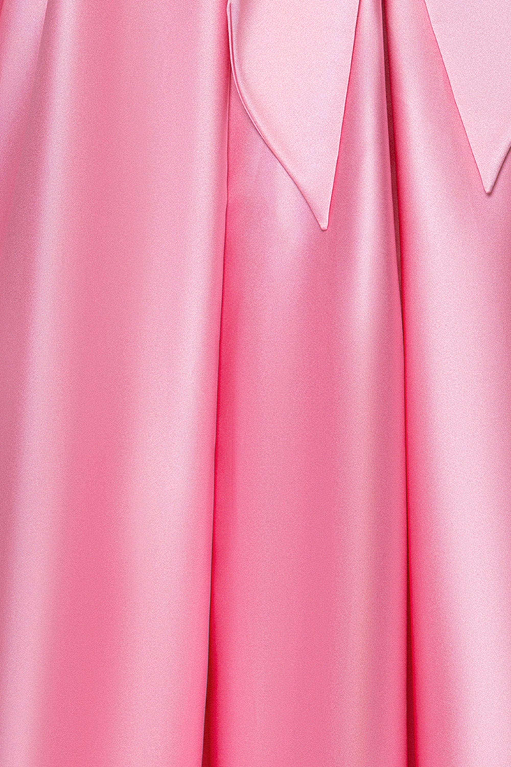 "Jackeline" Satin Strapless Bow Embellished Floor Length Dress