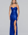 "Kenny" Sequin Sweetheart Floor Length Dress