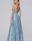 "Jill" Illusion Glitter Floor Length Dress
