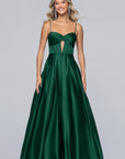 "Bonnie" Satin Corset Cutout Floor Length Dress
