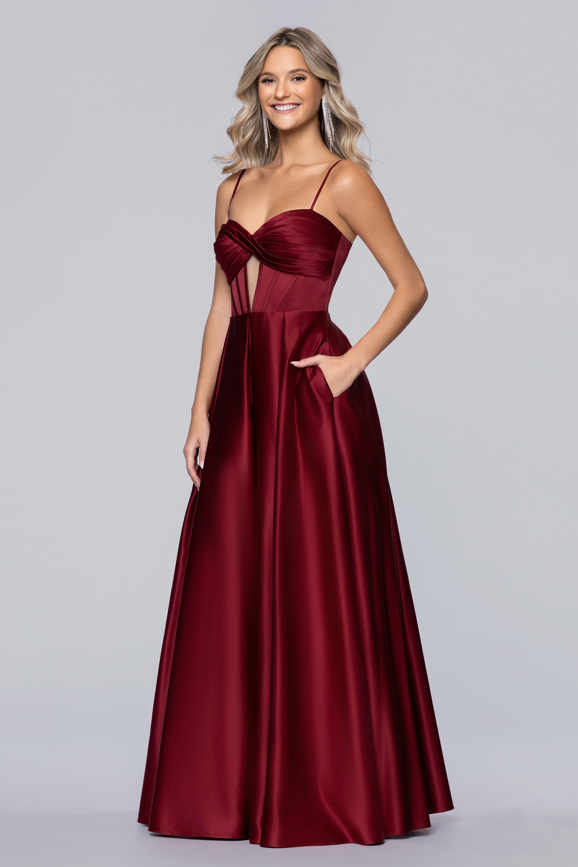 Bonnie" Satin Corset Cutout Floor Length Dress | Blondie Nites Bonnie" Satin Corset Cutout Floor Length Dress | Blondie Nites