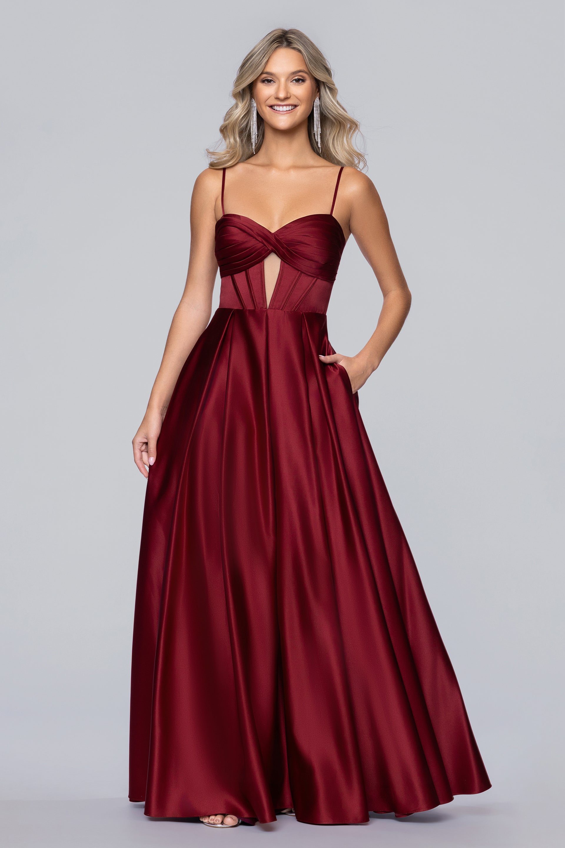 Bonnie Satin Corset Cutout Floor Length Dress