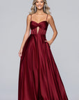 "Bonnie" Satin Corset Cutout Floor Length Dress