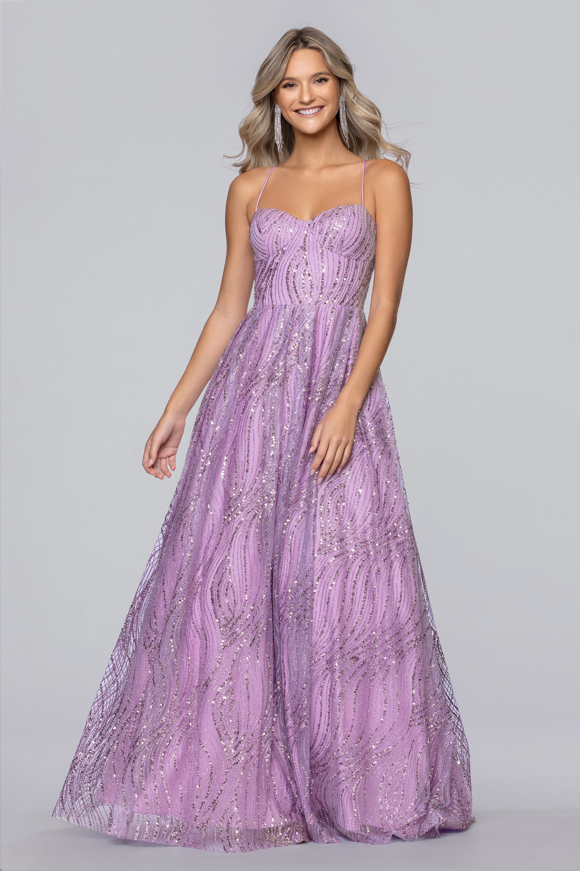 lavender floor length dress Maeve" Glitter Mesh Floor Length Dress