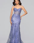"Noah" Glitter Illusion Corset Floor Length Dress
