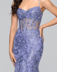 "Noah" Glitter Illusion Corset Floor Length Dress
