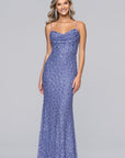 "Ramona" Sequin Draped Neck Floor Length Dresses