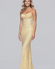 "Ramona" Sequin Draped Neck Floor Length Dresses