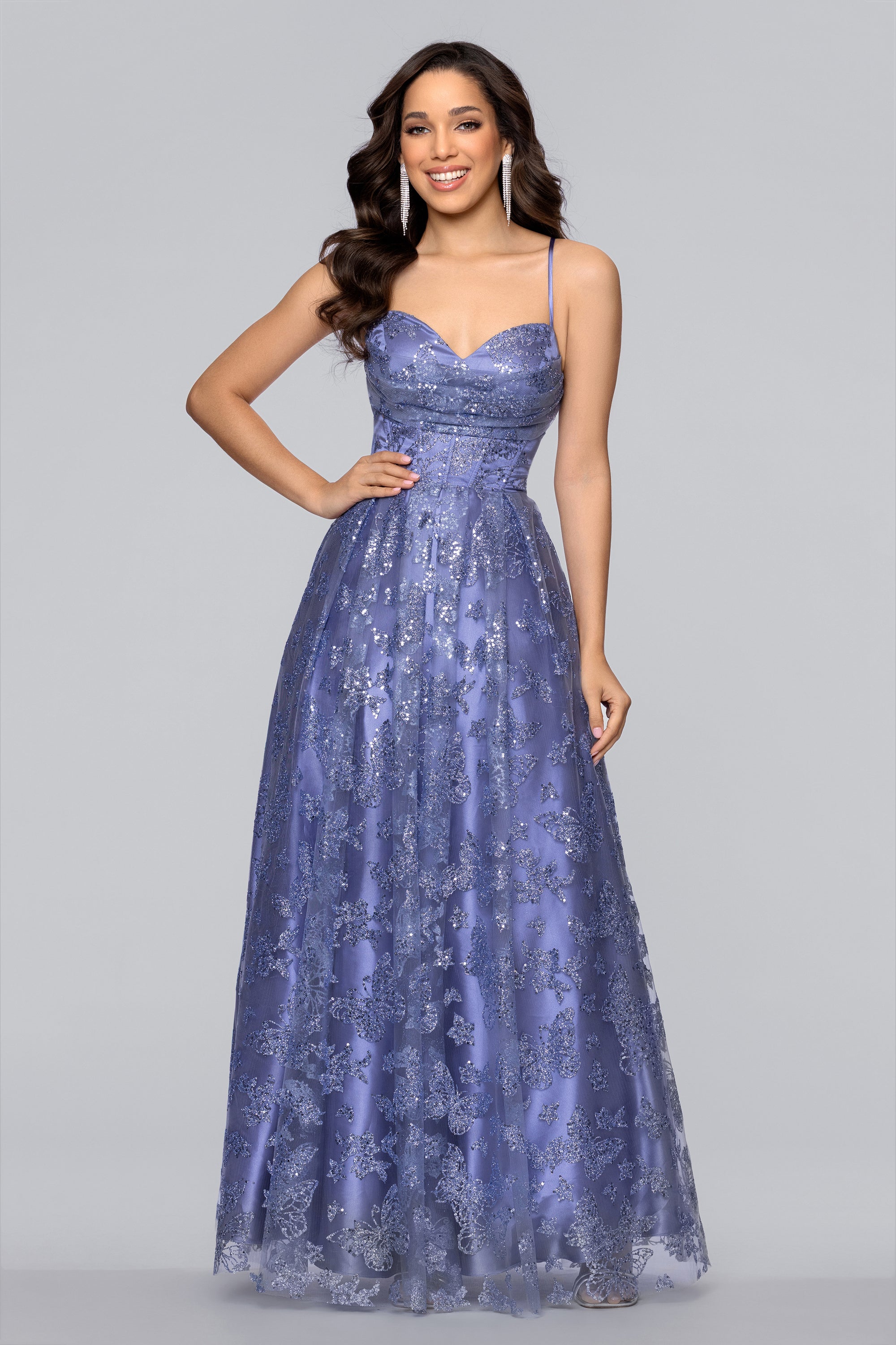 Lexi Glitter Mesh Sweetheart Floor Length Dress | Blondie Nites Periwinkle / 3 Lexi Glitter Mesh Sweetheart Floor Length Dress | Blondie Nites Periwinkle / 3