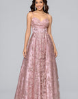 "Lexi" Glitter Mesh Sweetheart Floor Length Dress