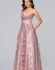 "Lexi" Glitter Mesh Sweetheart Floor Length Dress