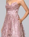 "Lexi" Glitter Mesh Sweetheart Floor Length Dress