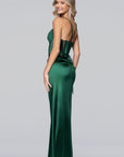"Ashley" Satin Illusion Corset Floor Length Dress