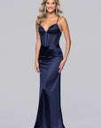 "Ashley" Satin Illusion Corset Floor Length Dress