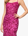 "Marcia" Glitter Mesh Lace-Up Floor Length Dress