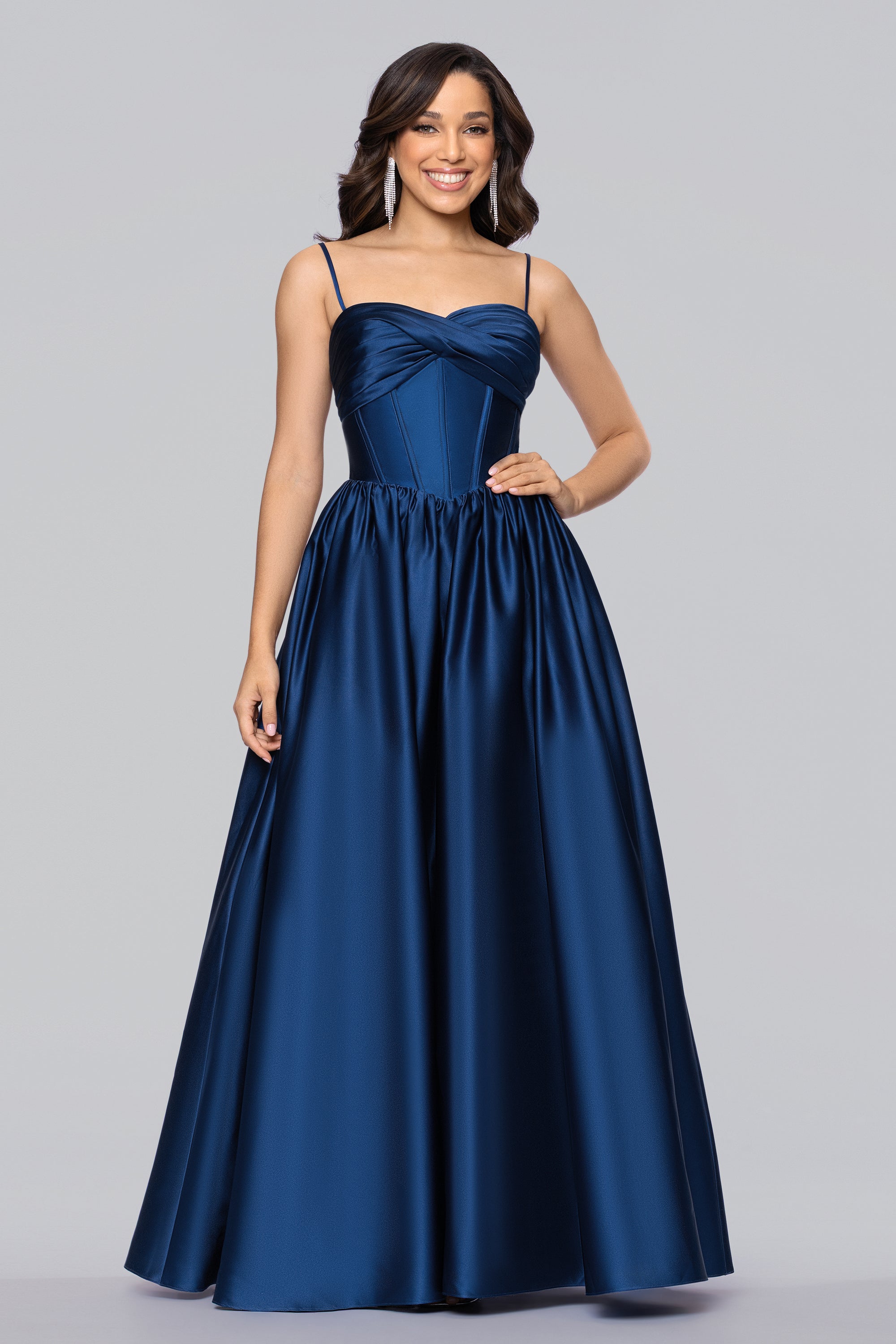 Jeannie" Satin Sweetheart Tie Back Floor Length Dress | Blondie Nites Jeannie" Satin Sweetheart Tie Back Floor Length Dress | Blondie Nites