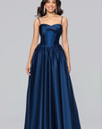 "Jeannie" Satin Sweetheart Tie Back Floor Length Dress