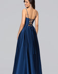 "Jeannie" Satin Sweetheart Tie Back Floor Length Dress
