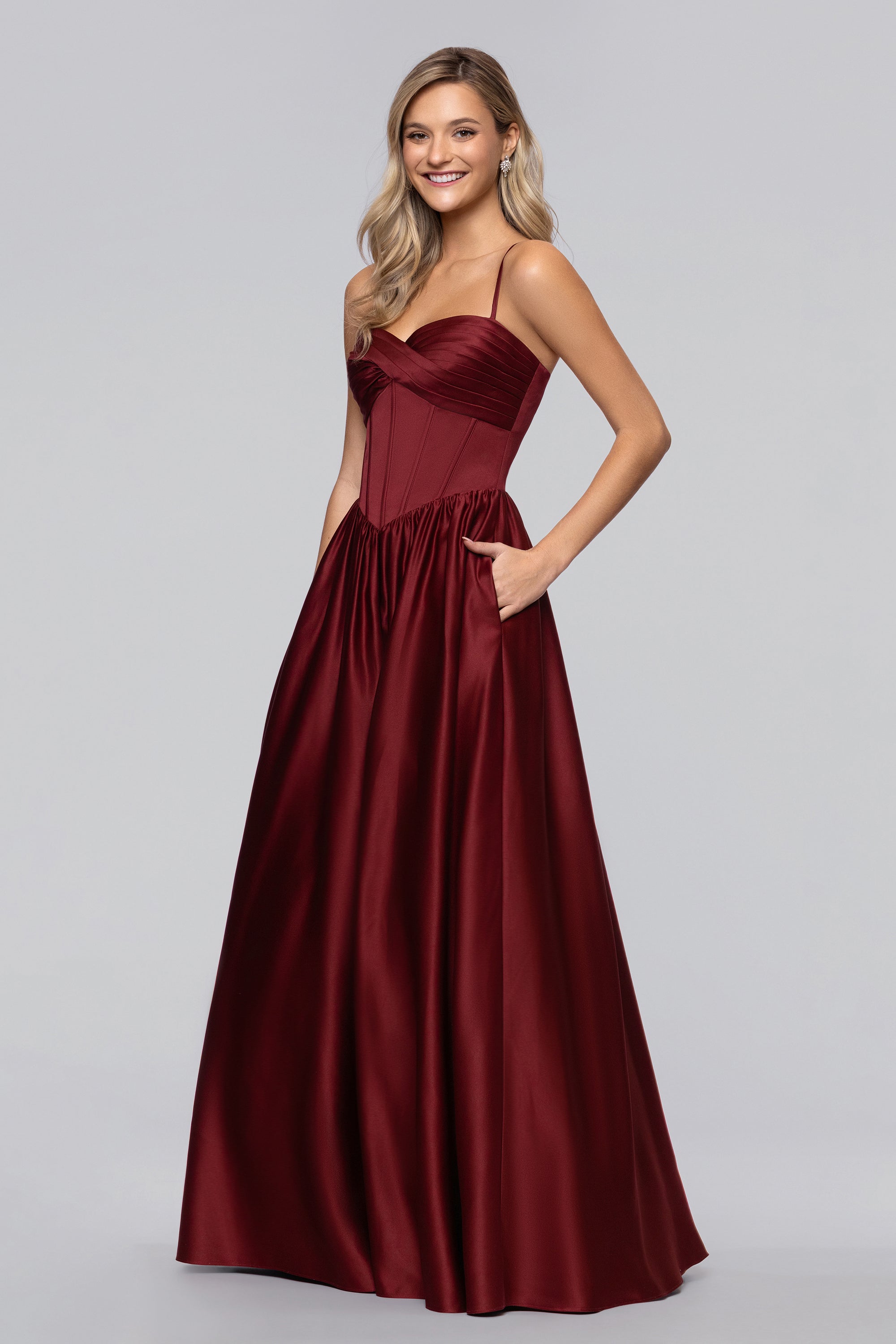 Jeannie Satin Sweetheart Tie Back Floor Length Dress | Blondie Nites Wine / 0 Jeannie Satin Sweetheart Tie Back Floor Length Dress | Blondie Nites Wine / 0