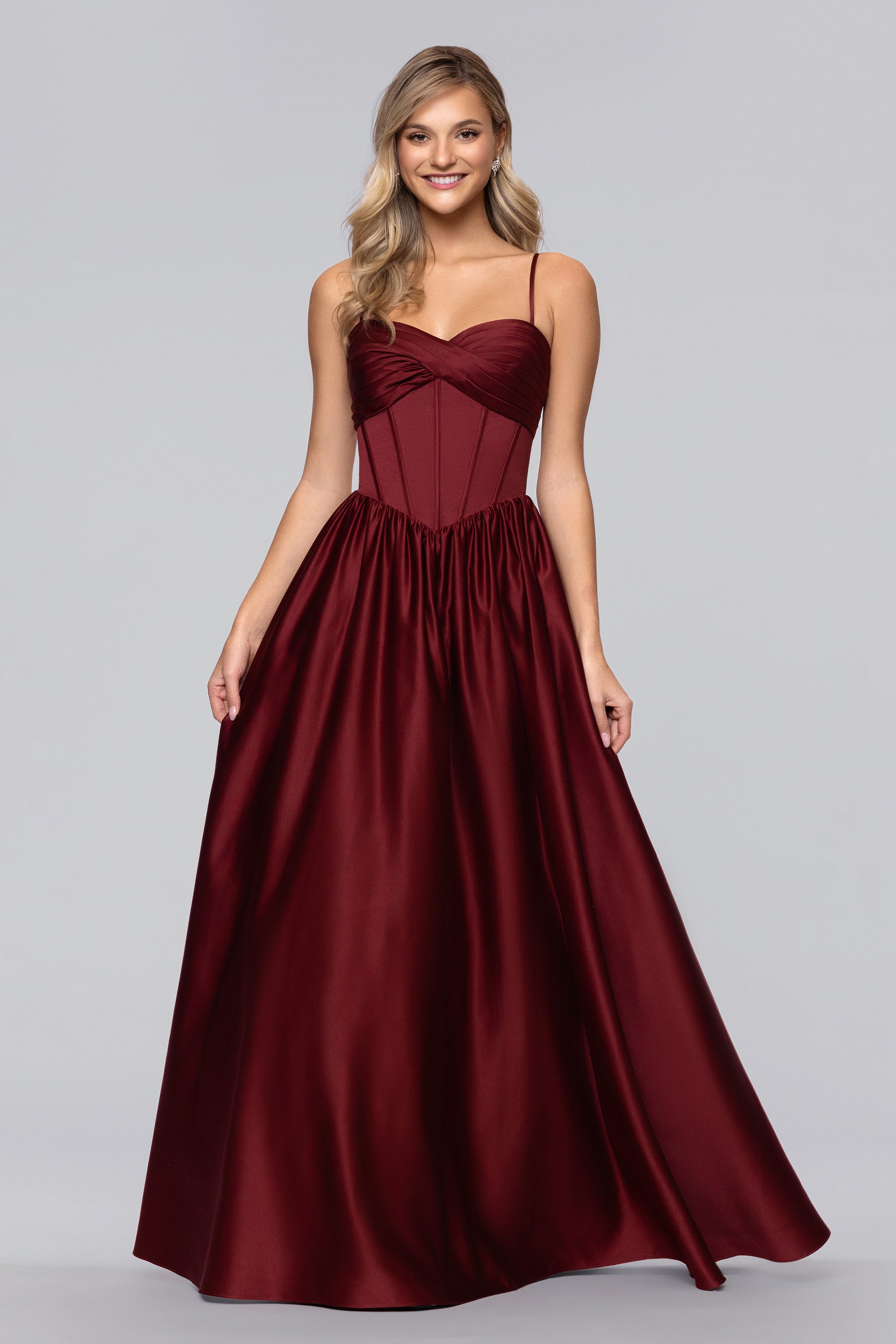 Jeannie Satin Sweetheart Tie Back Floor Length Dress | Blondie Nites Wine / 0 Jeannie Satin Sweetheart Tie Back Floor Length Dress | Blondie Nites Wine / 0
