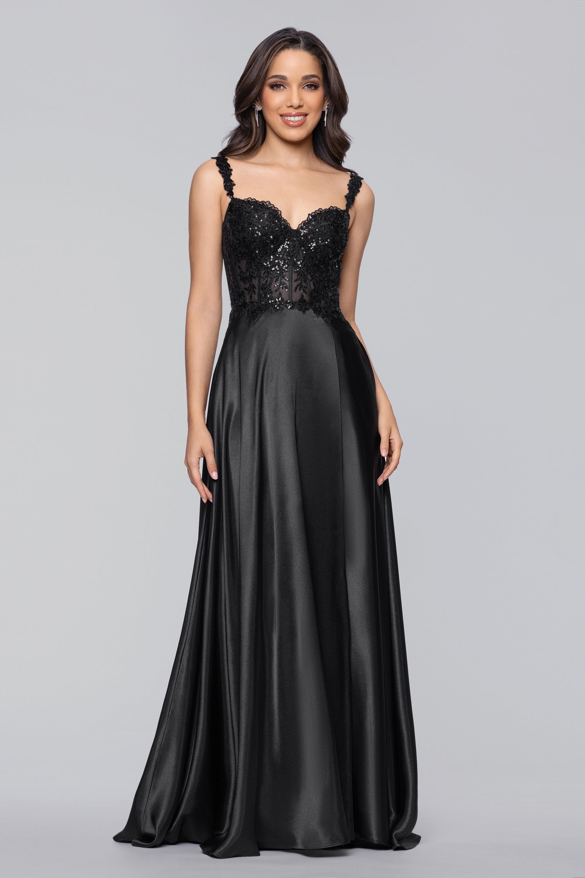 Blondie Nites Women's Sequin Satin Gown - Black