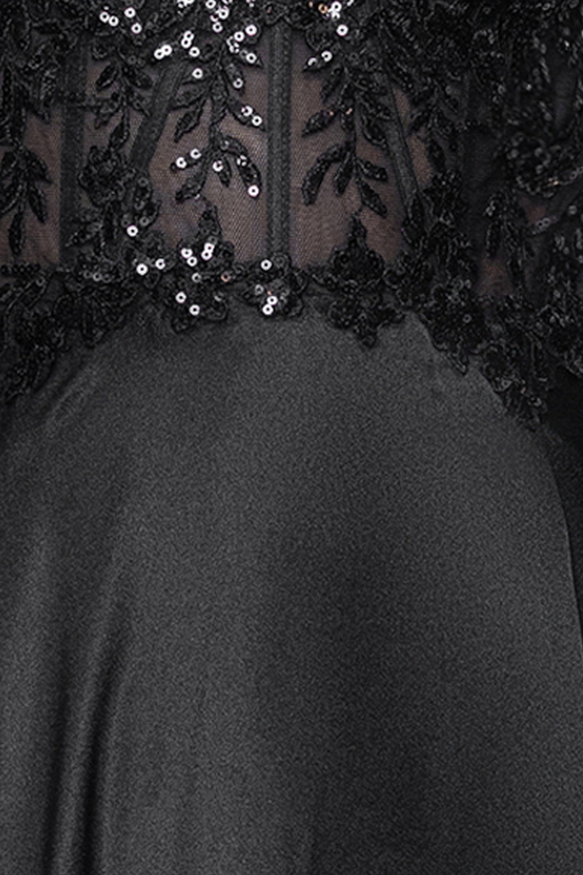 "Janelle" Satin and Sequin A-Line Floor Length Dress