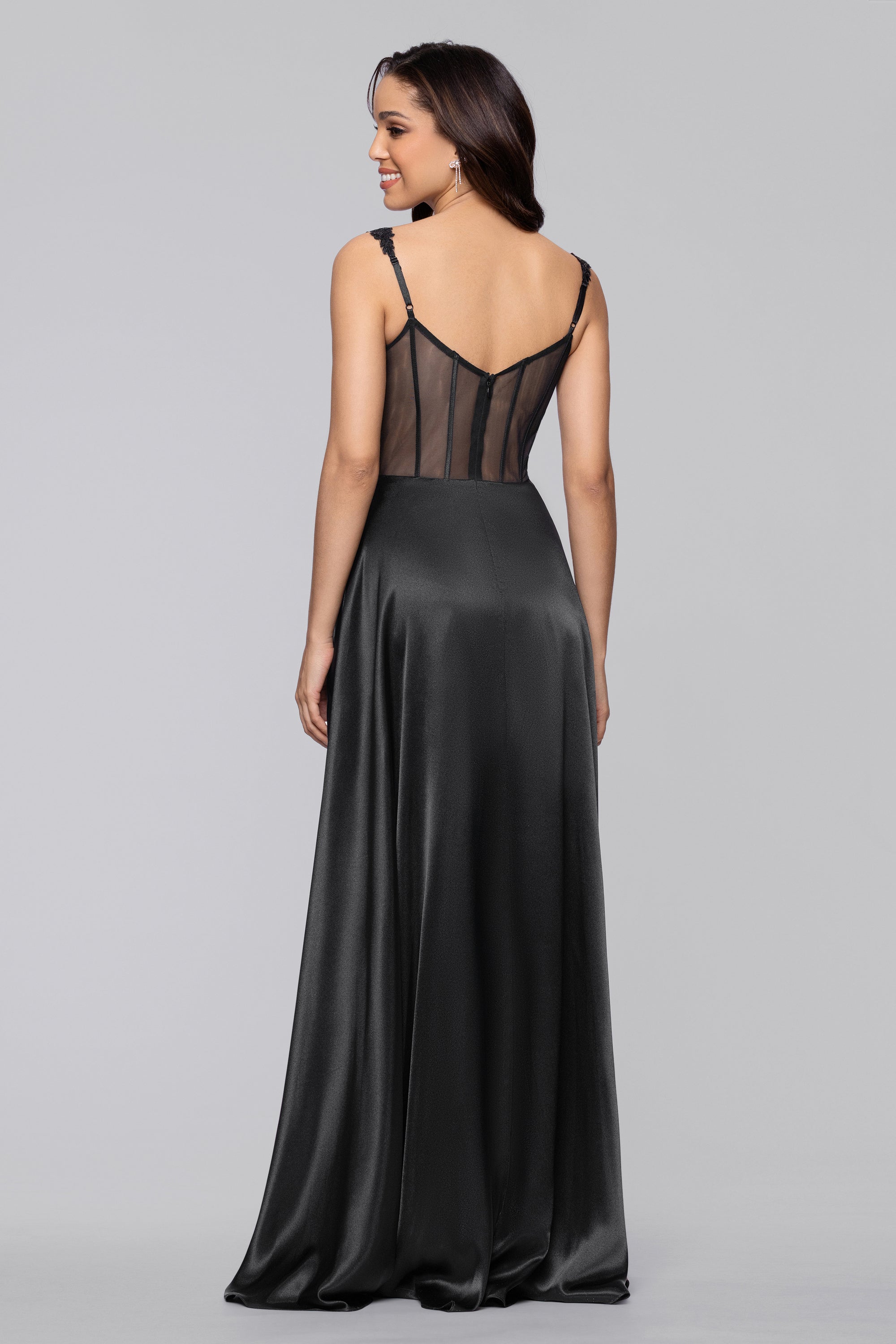 Janelle" Satin and Sequin A-Line Floor Length Dress | Blondie Nites Janelle" Satin and Sequin A-Line Floor Length Dress | Blondie Nites
