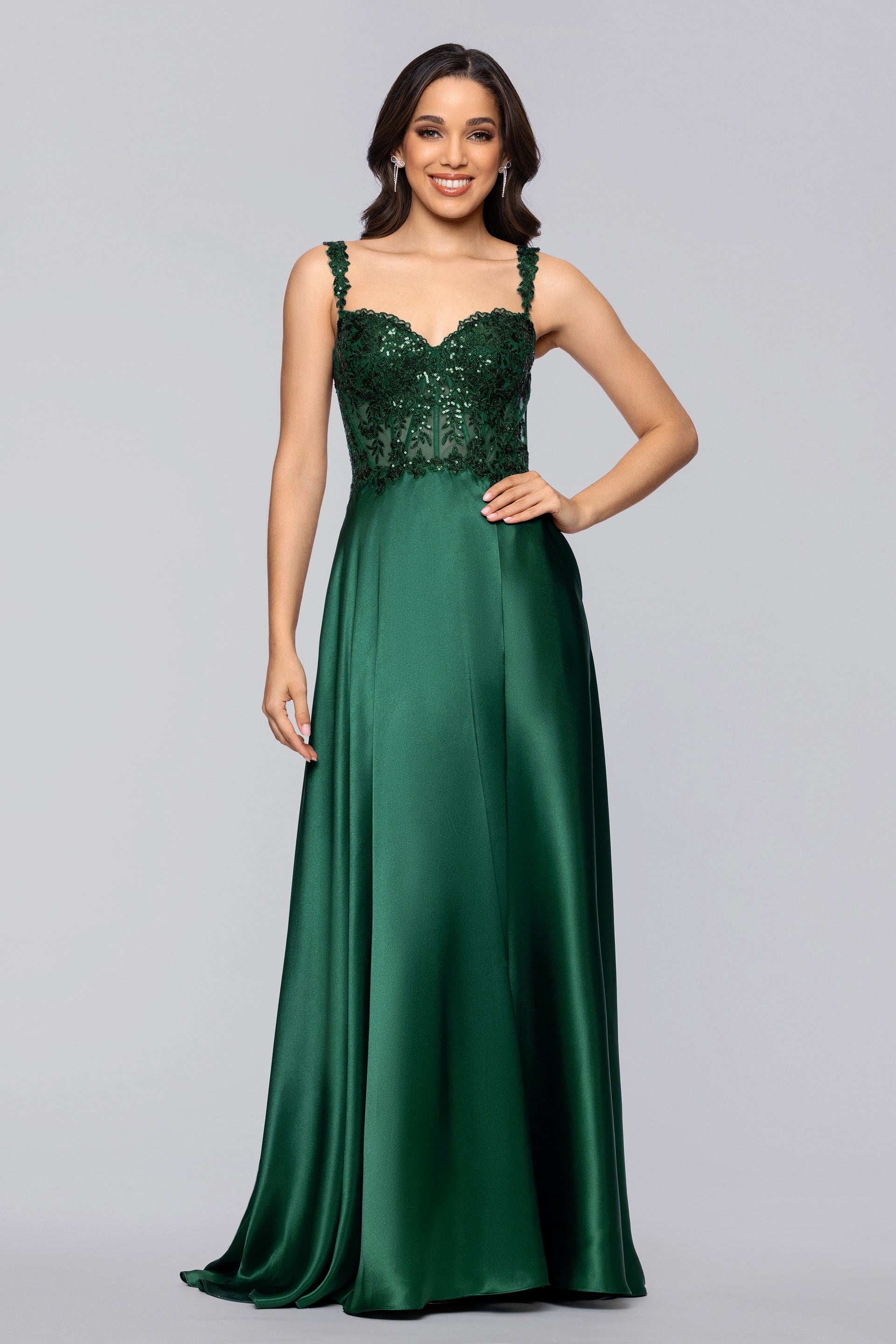 Blondie Nites Women's Sequin Satin Gown - Black